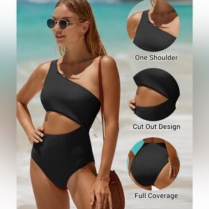 Monique black one piece swim suit, size XL, NWT.